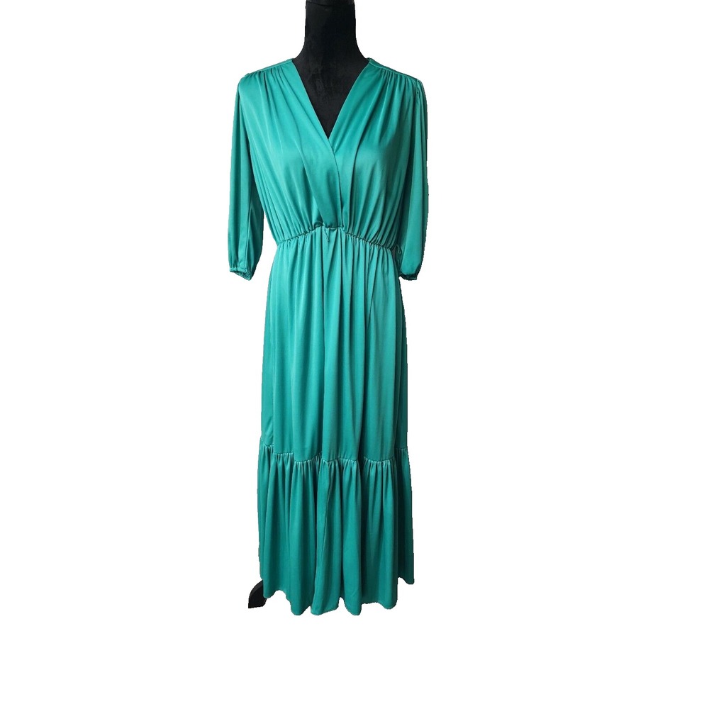 Vintage Sunshine Alley Womens Green Long Sleeve Dress 413682P Size 6 Made IN USA